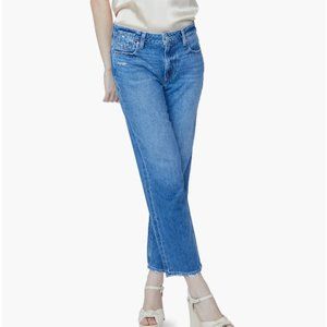 PAIGE Noella High Waist Crop Straight Leg Jeans in Azalea